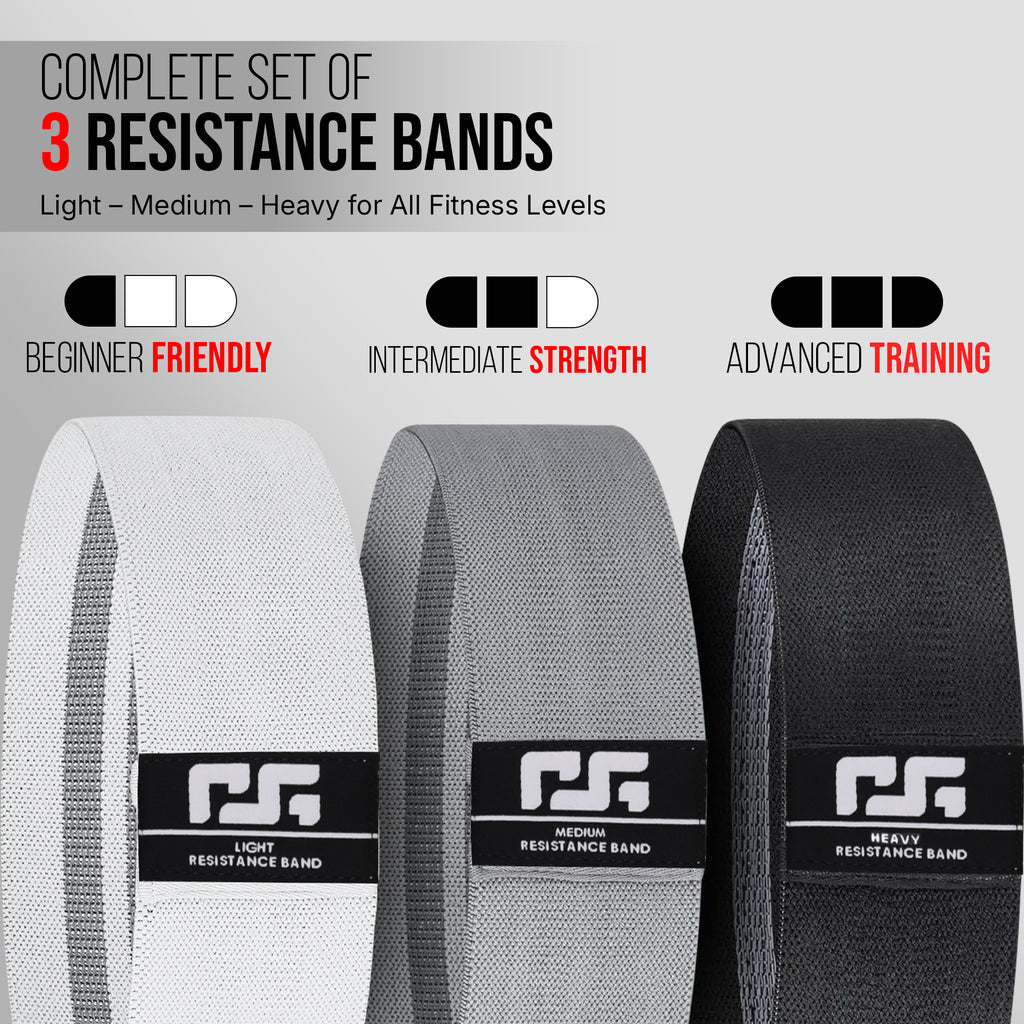 Resistance Bands Set for Women & Men – 3 Levels Booty Bands