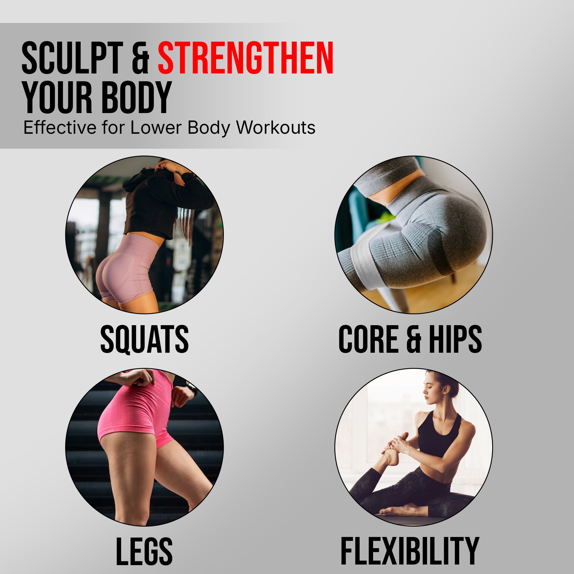 Resistance Bands Set for Women & Men – 3 Levels Booty Bands